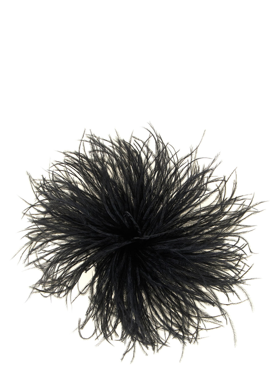 Gianluca Capannolo Black Ostrich Feather Brooch — Black