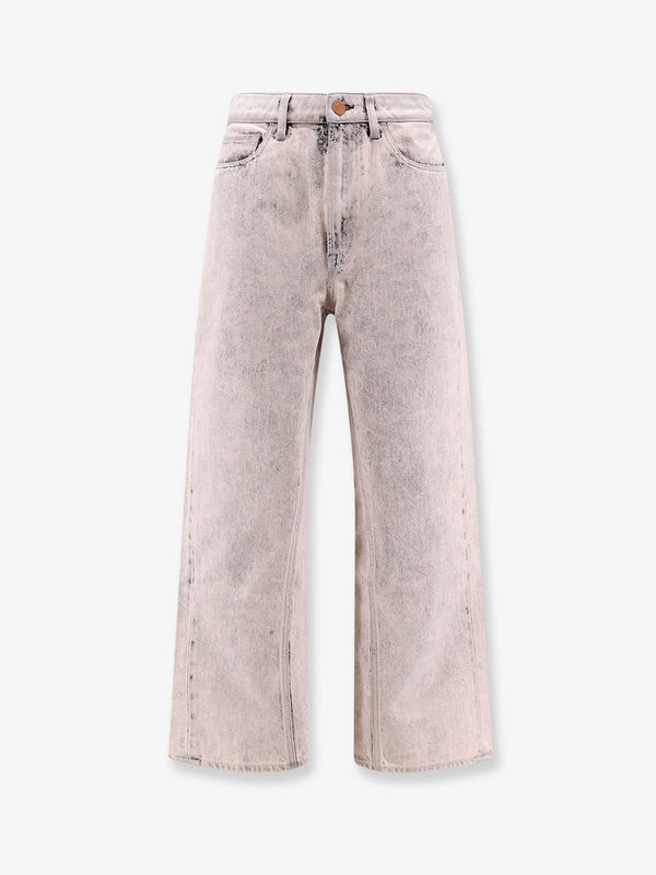 Denim Jeans With Bleached Pattern Pink Cotton