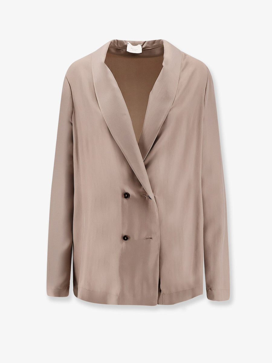 Blazer Double-Breasted Silk Grey Blazers