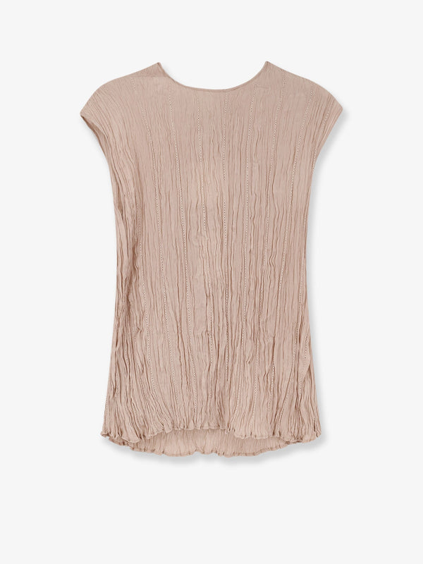 Sleeveless Wrinkle Top Beige Viscose T-shirts & Jerseys