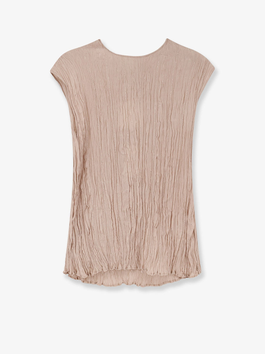 Sleeveless Wrinkle Top Beige Viscose T-shirts & Jerseys