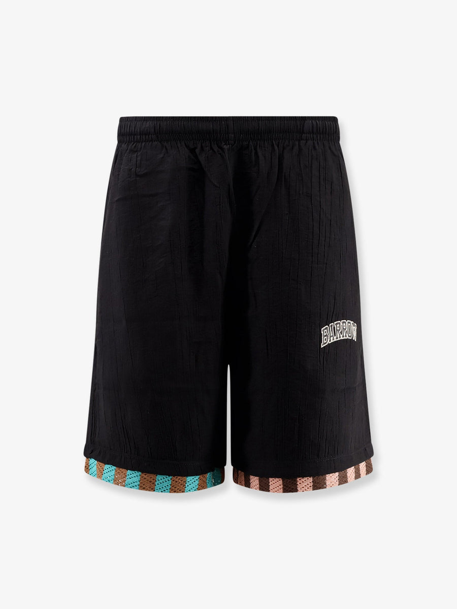Viscose Blend Bermuda Shorts With Logo Print Black