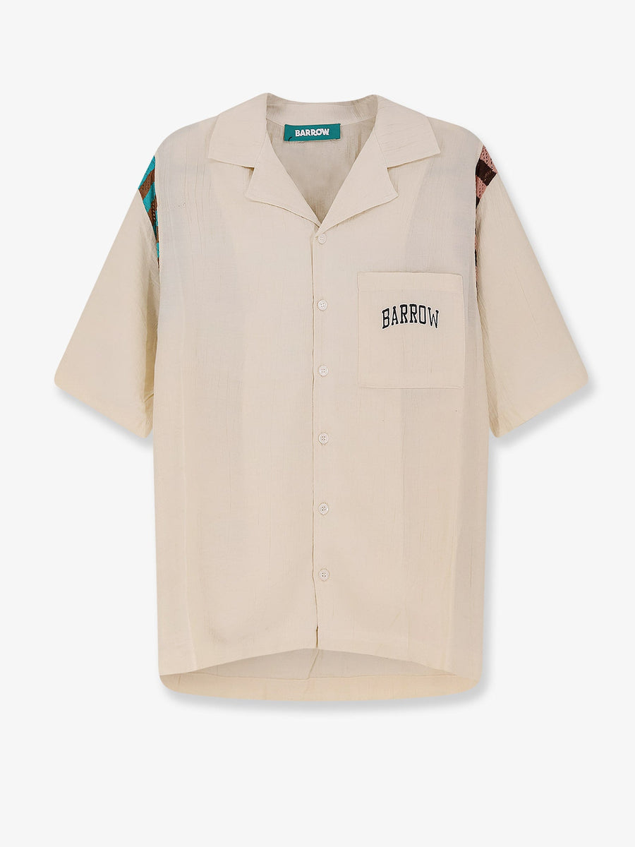 Viscose Shirt With Front Logo Beige