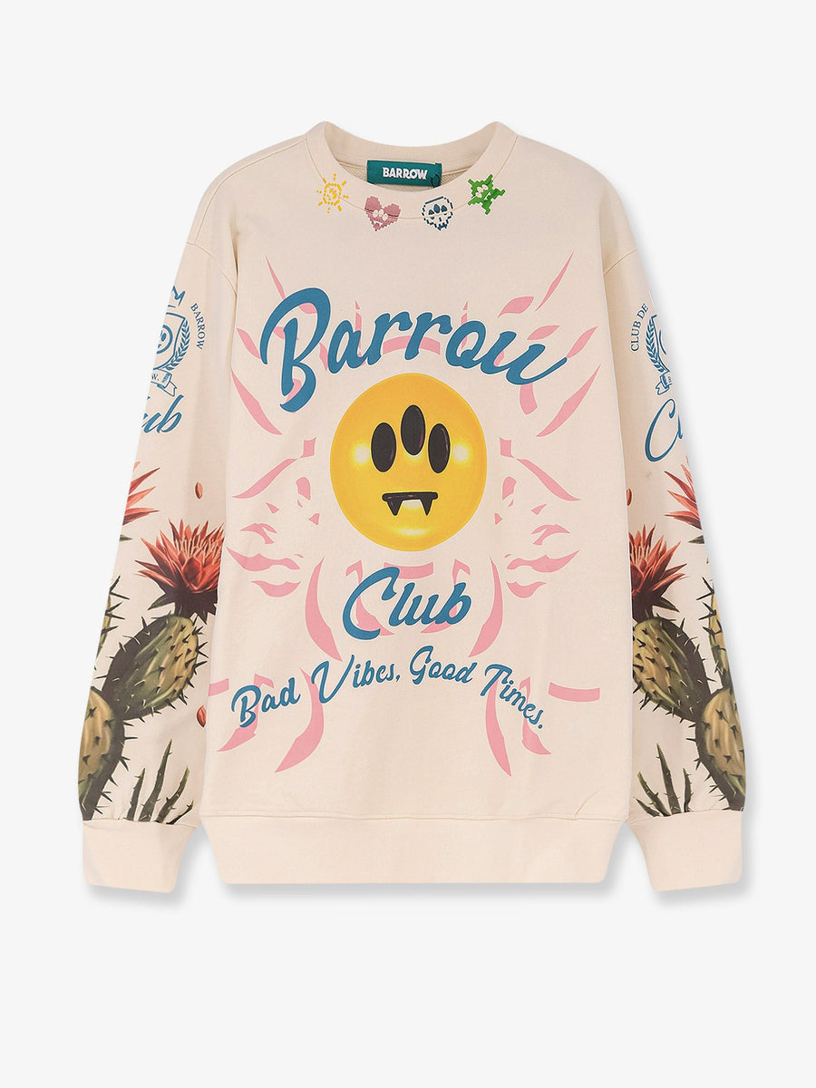 Cotton Sweatshirt With Cactus Print White Shirt