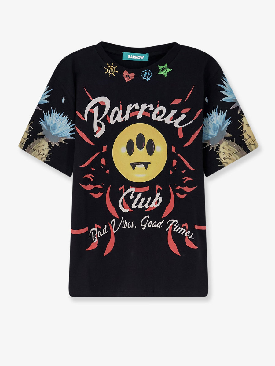 Cotton T-Shirt With Multicolour Front Print Black T-shirts
