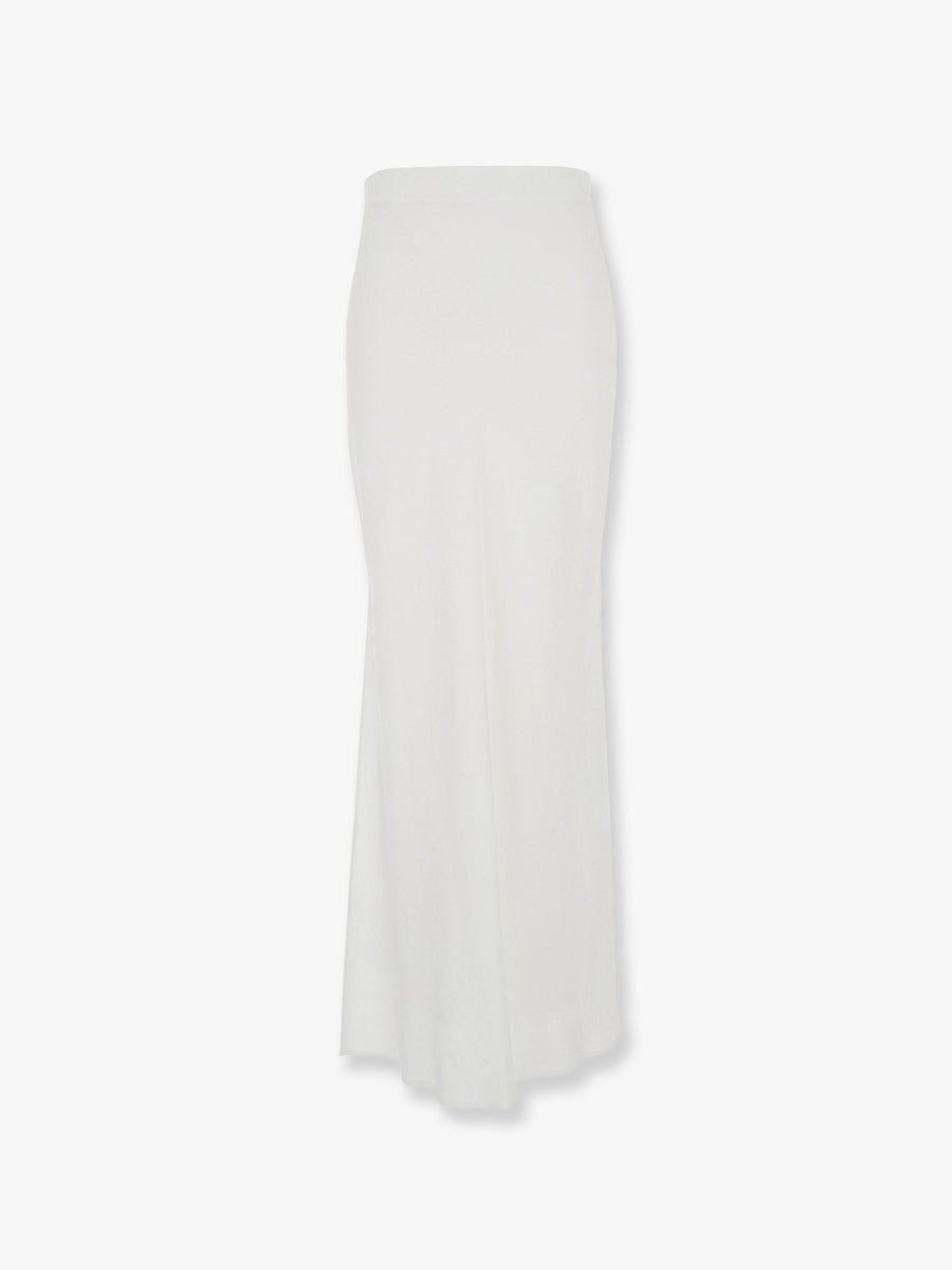 Long Satin Skirt White Acetate