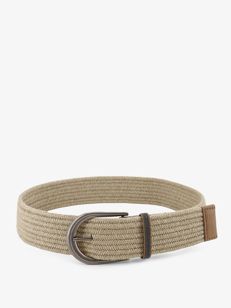 Belt Linen Shiny Loop Beige