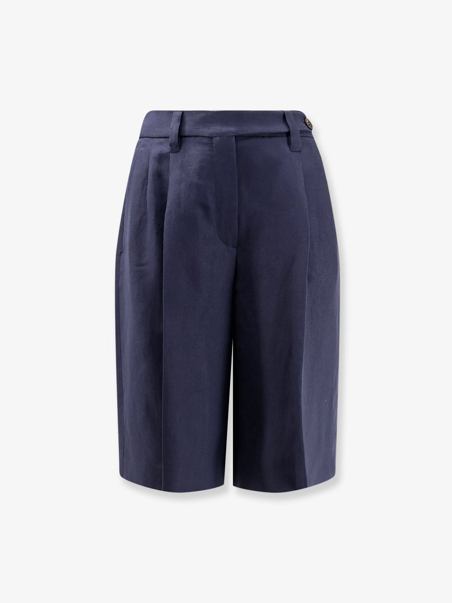 Viscose And Linen Bermuda Shorts Blue