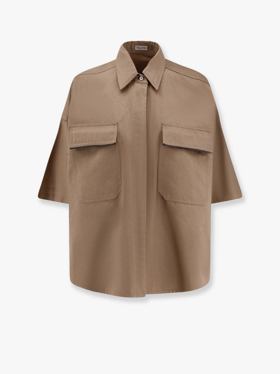 Linen And Cotton Blend Shirt Beige