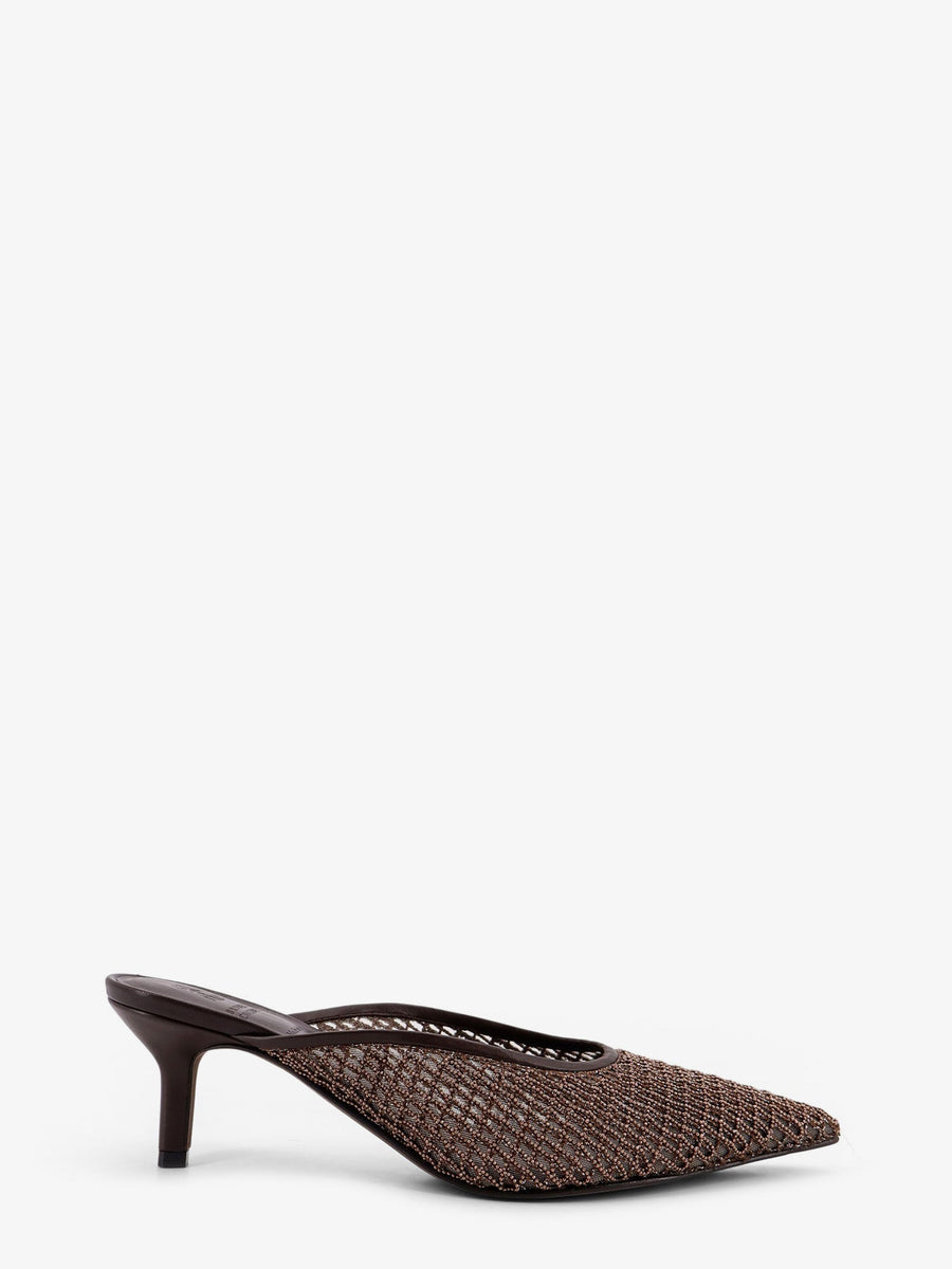 Leather Sandals With Monili Detail — Brown