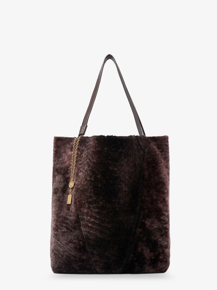 Spin Shearling Shoulder Bag Brown Shearling/leather