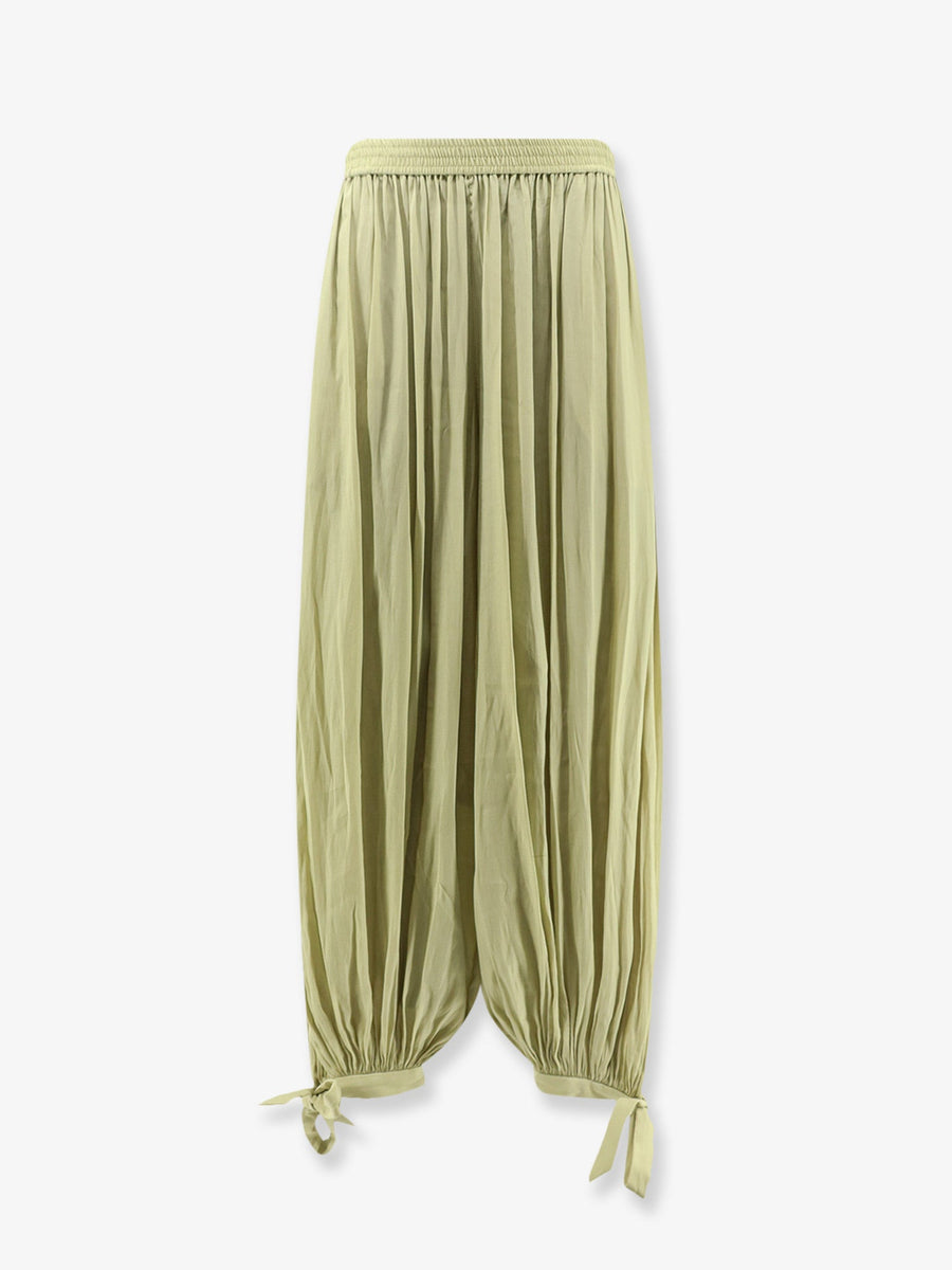 Harem Trousers With Knot Detail, Green Polyester