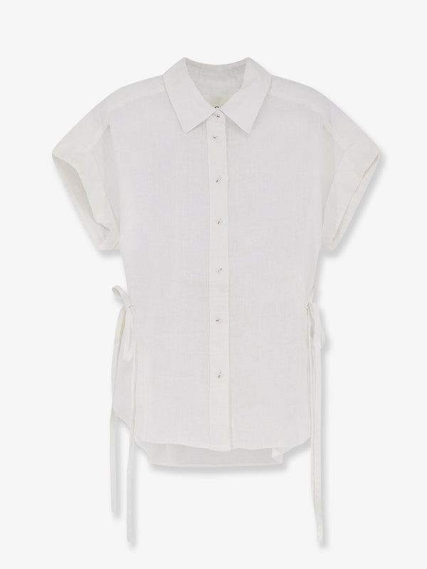 Short-Sleeve Linen Shirt White