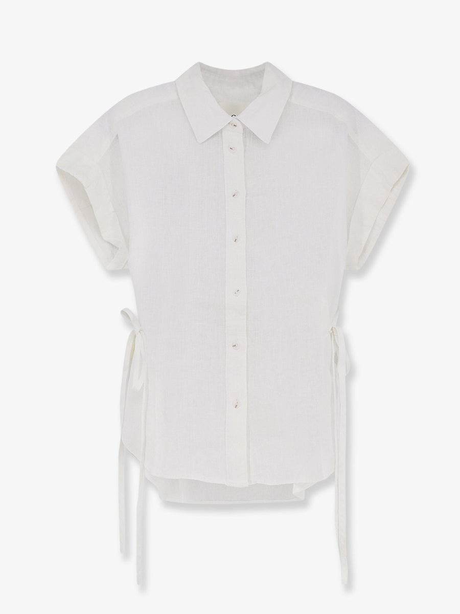 Short-Sleeve Linen Shirt White