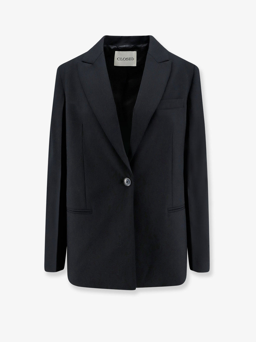 Blazer Virgin Wool Blend Black Polyester Blazers