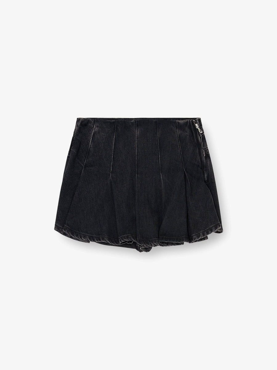 Shorts De-Rox Pleated Denim Black Cotton Lyocell