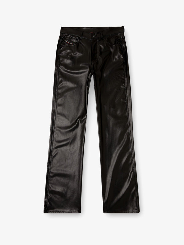 Trousers P-Lain Faux-Leather Black Polyester