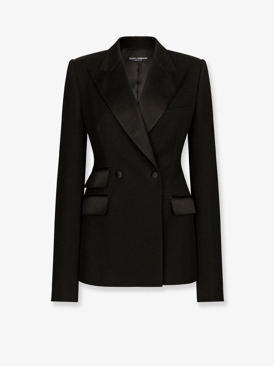 Tuxedo Blazer Wool-Silk Black Virgin Wool Blazers