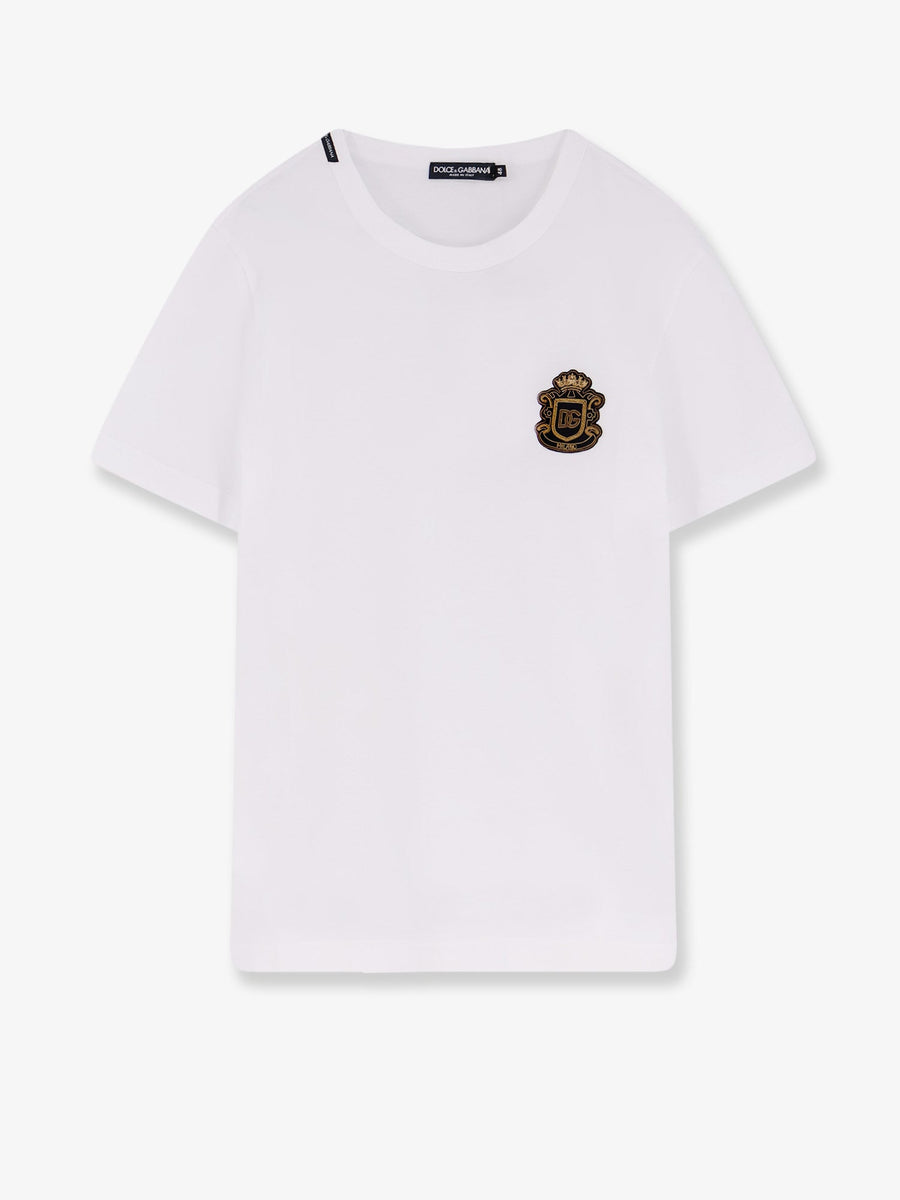 Cotton T-Shirt With Iconic Logo Patch White T-shirts