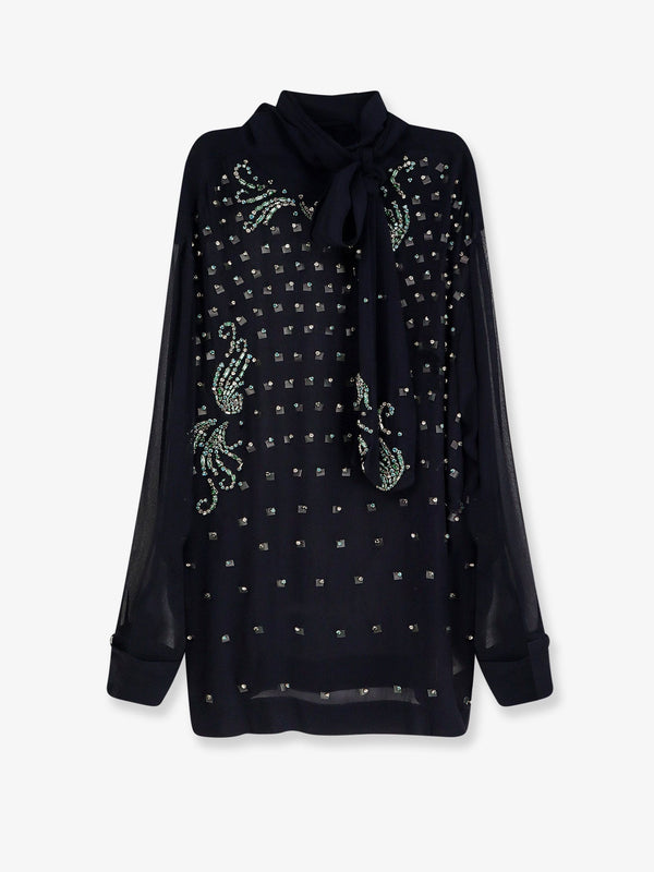 Viscose Shirt With Rhinestones — Blue