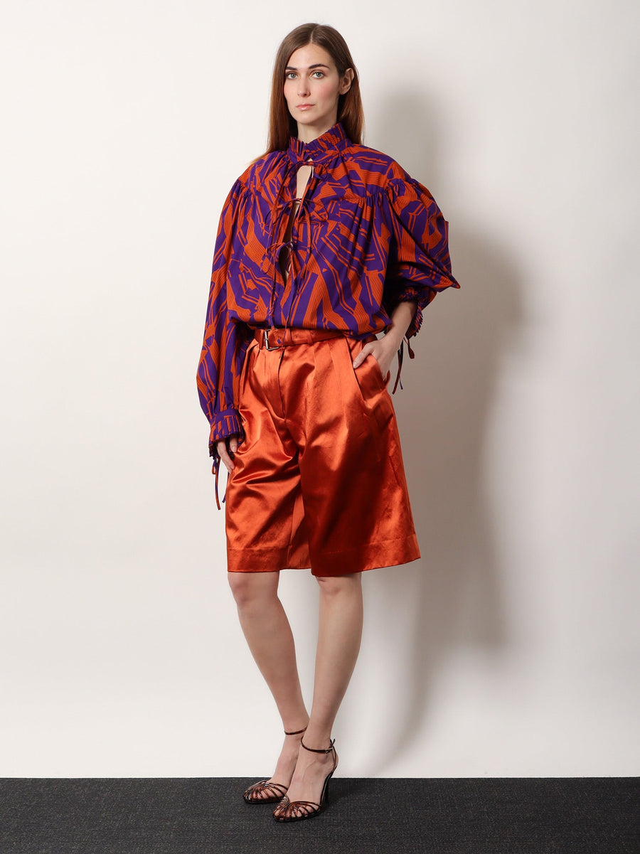 Catya Cotton Shirt With Crushed Stripe Print