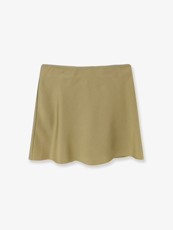 Satin Skirt With Internal Shorts Green Polyester
