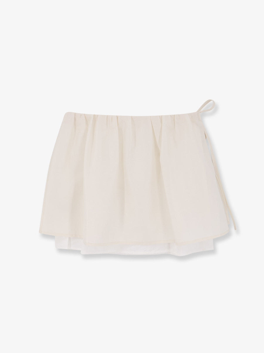 Layered Volume Mini Skirt White Polyester