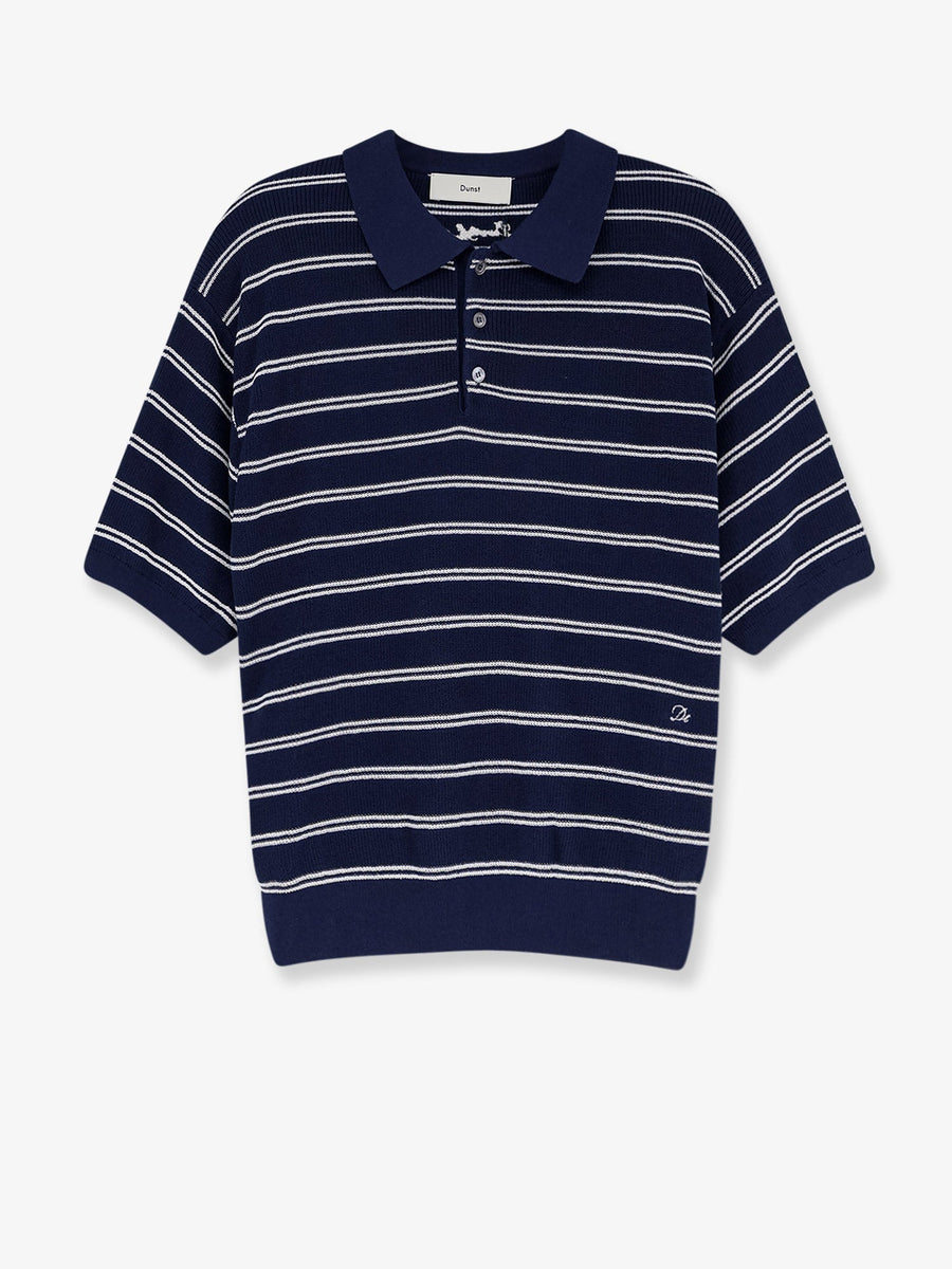 Polo Shirt Blue Cotton-Blend Tops