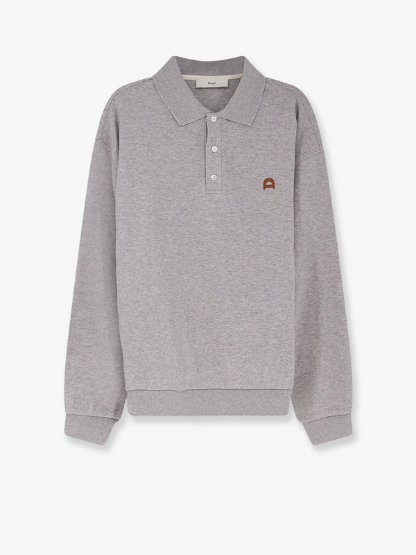 Polo Shirt With Logo Patch Grey Cotton