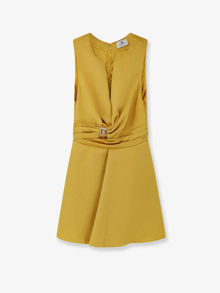 Satin Mini Dress Yellow Polyester