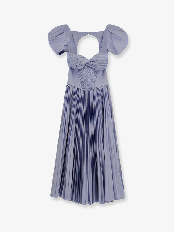 Dress Pleated Blue Polyester