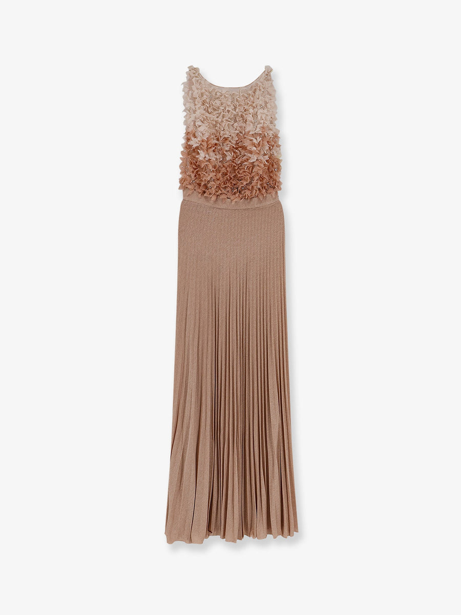 Evening Gown Pink Voile Polyester