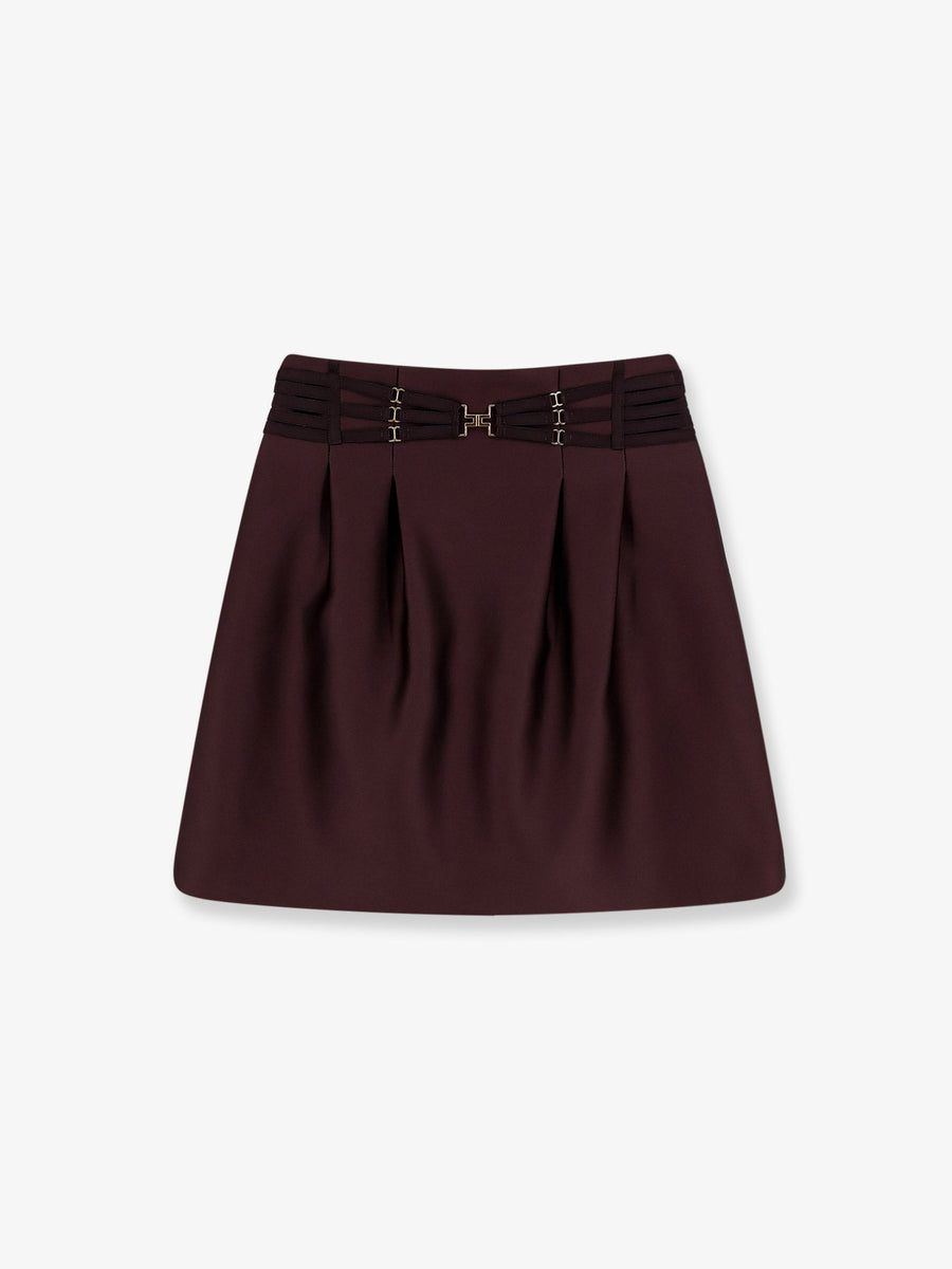 Mini Satin Skirt Brown Polyester