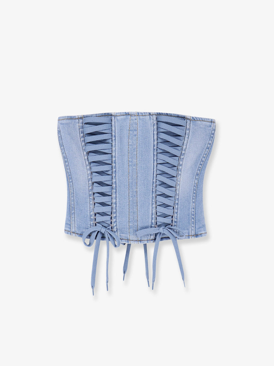 Urban Denim Bustier Blue Cotton T-shirts & Jerseys