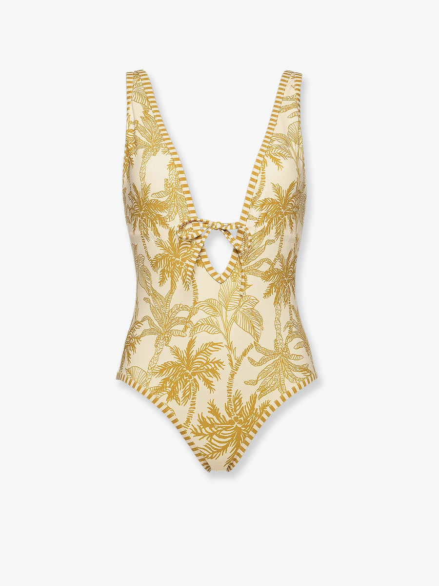 One-Piece Swimsuit Yellow Polyamide Swimwear