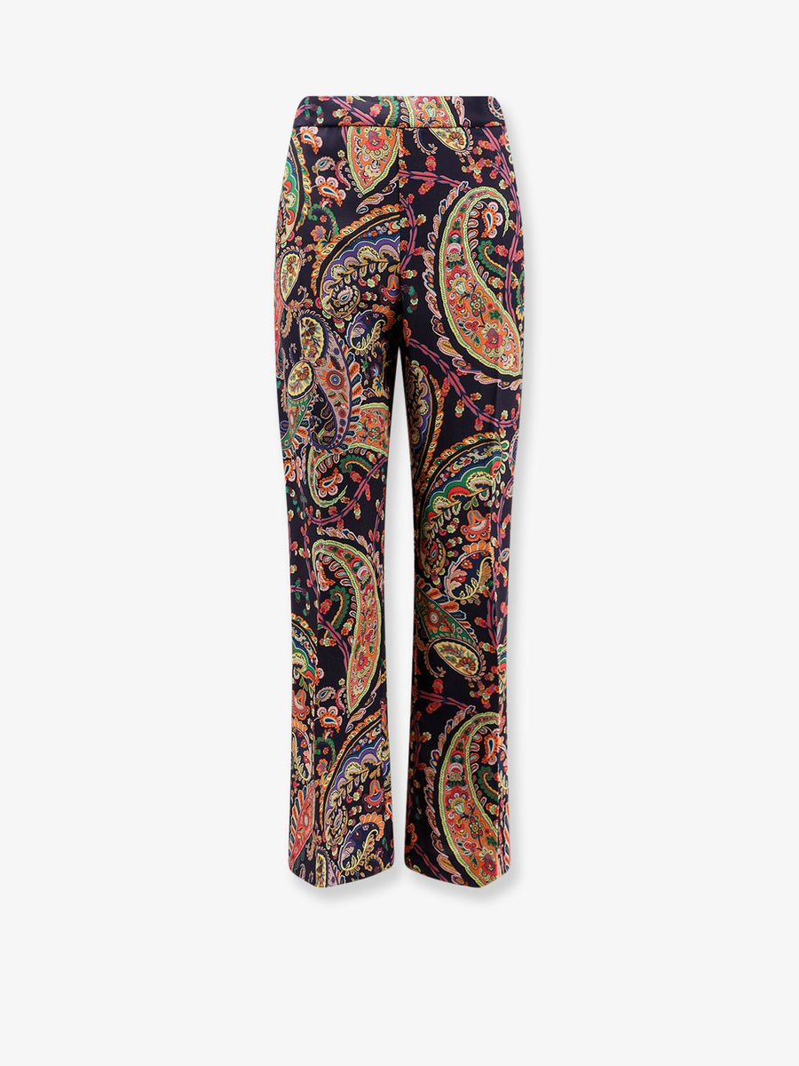 Multicolor Fabric Trousers Blue Polyester