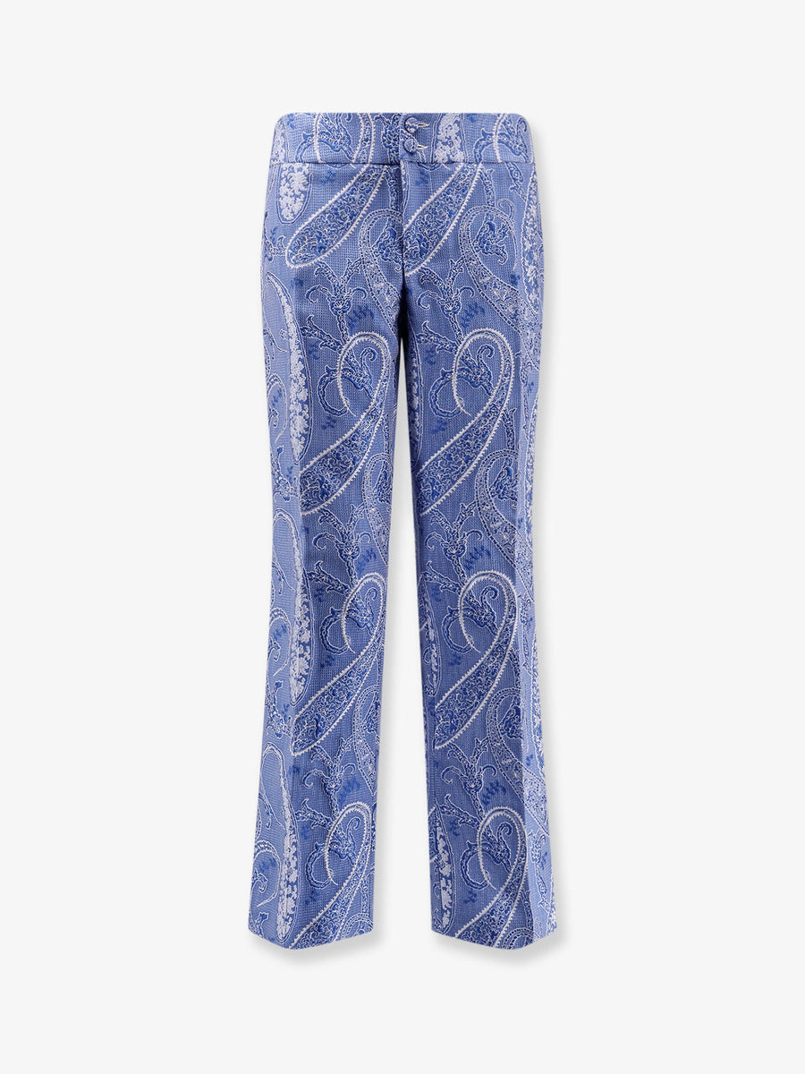 Trousers Blue Paisley Polyester