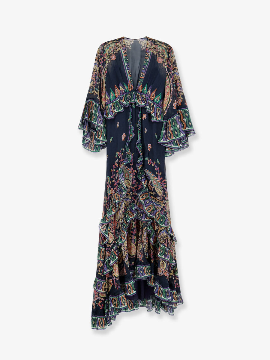 Long Silk Dress Multicolour