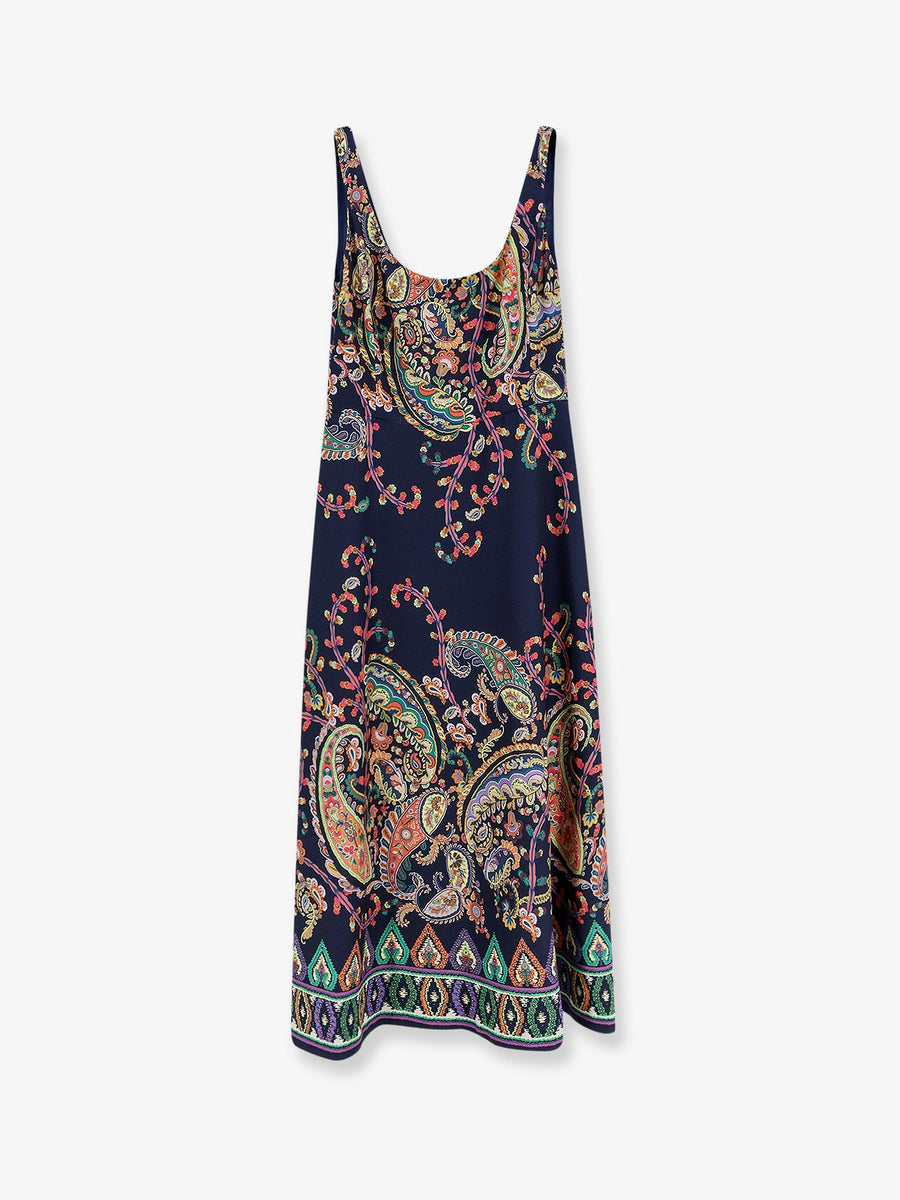 Dress Multicolour Print Blue Polyester