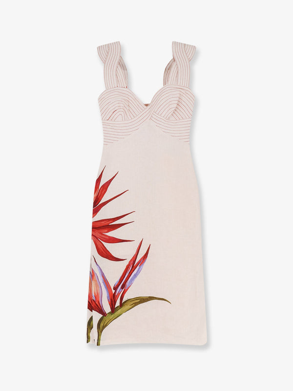 Linen Dress Strelizia Pink