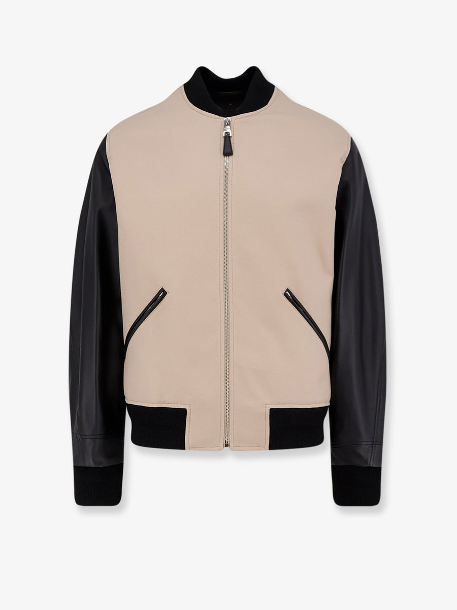 Cotton Jacket With Leather Sleeves Beige Cotton/leather