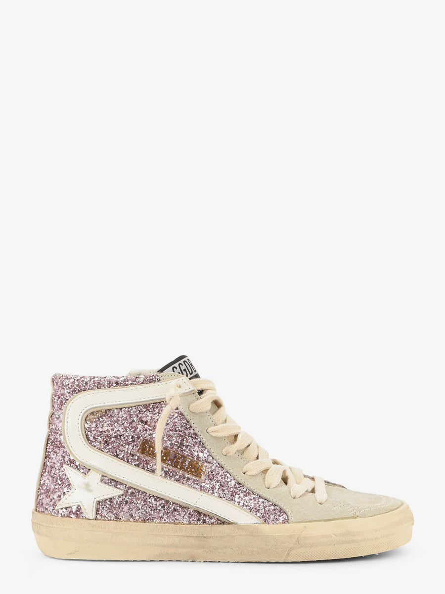 Leather Sneakers With Glitter Pink Trainers
