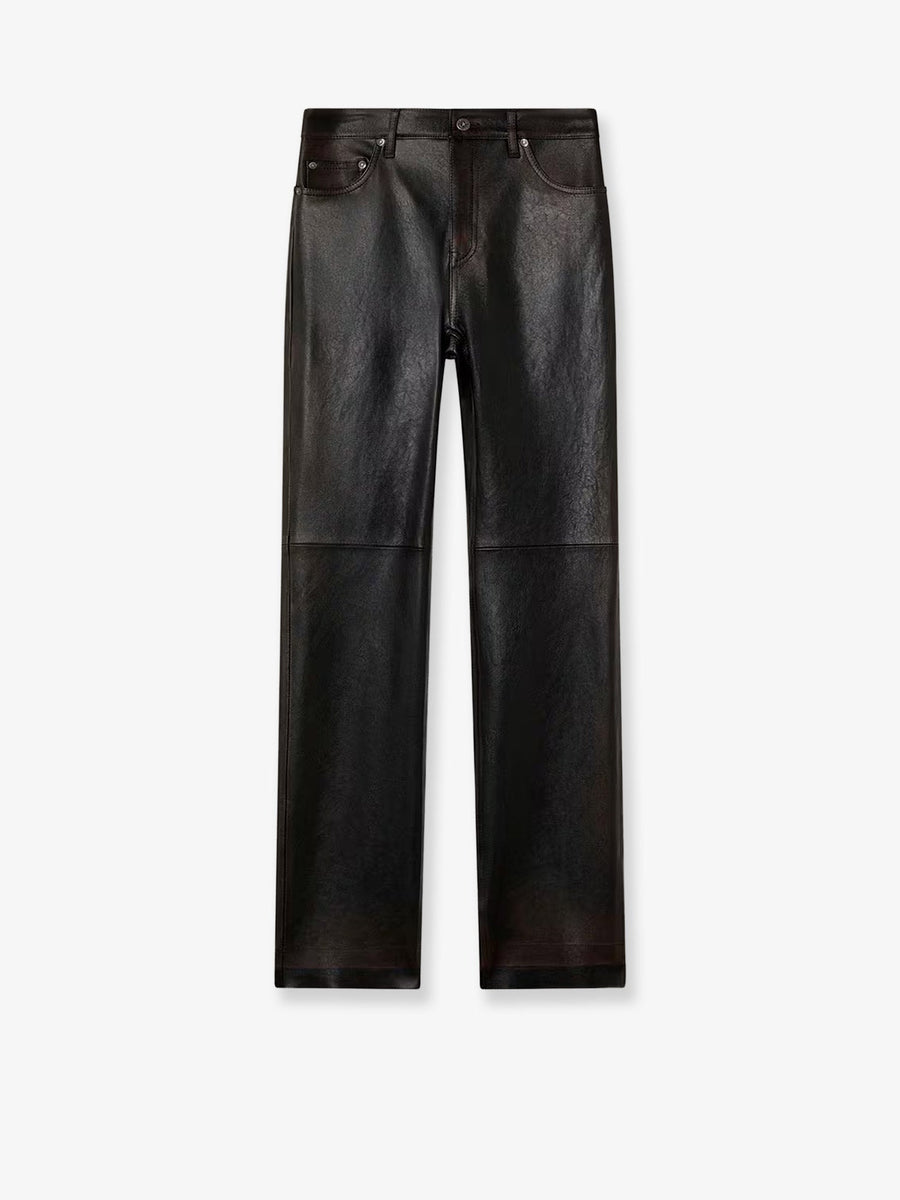 Trousers Peg Leather Brown