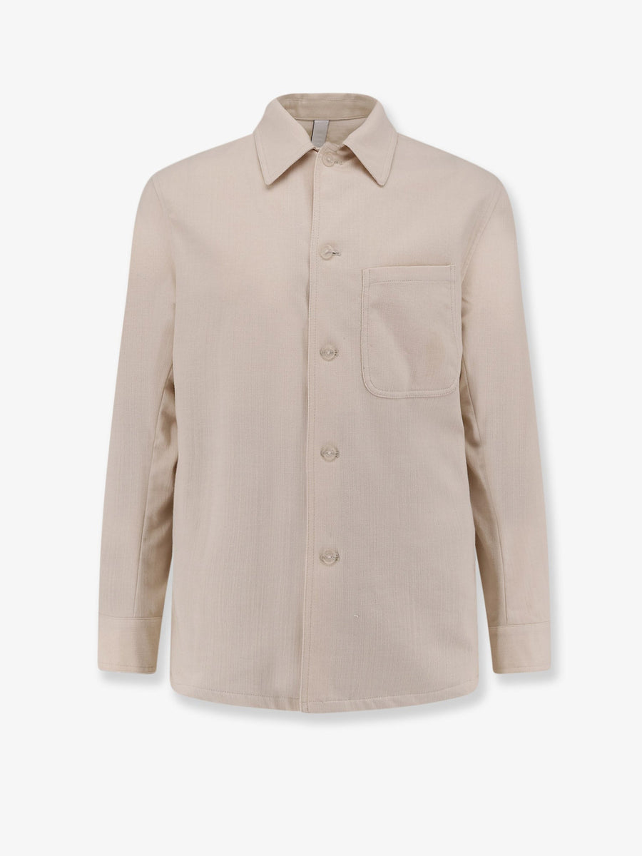 Cotton Blend Shirt-Jacket Beige