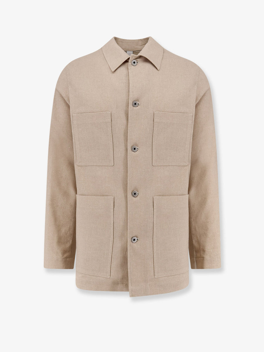 Cotton And Linen Jacket Beige Polyester