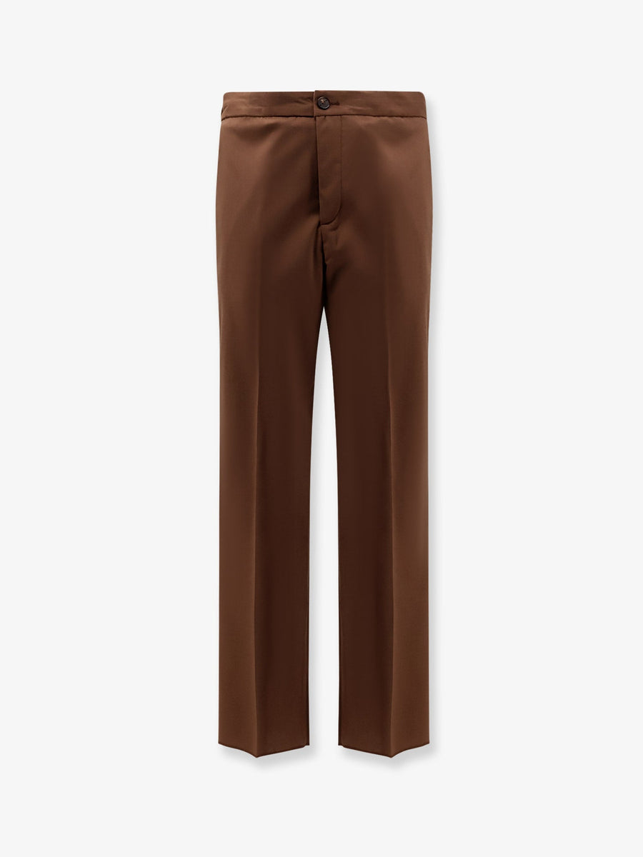 Wool Blend Trousers Brown Polyester