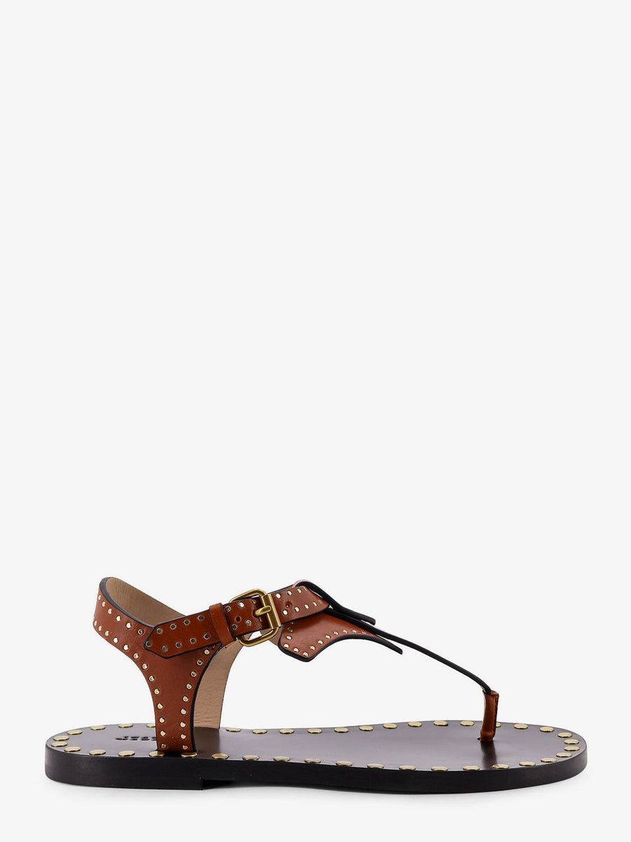 Flat Leather Sandals Brown
