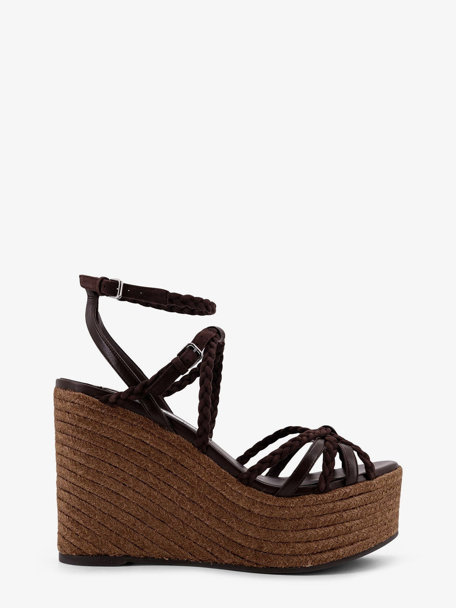 Leather And Raffia Sandals Brown Leather/raffia