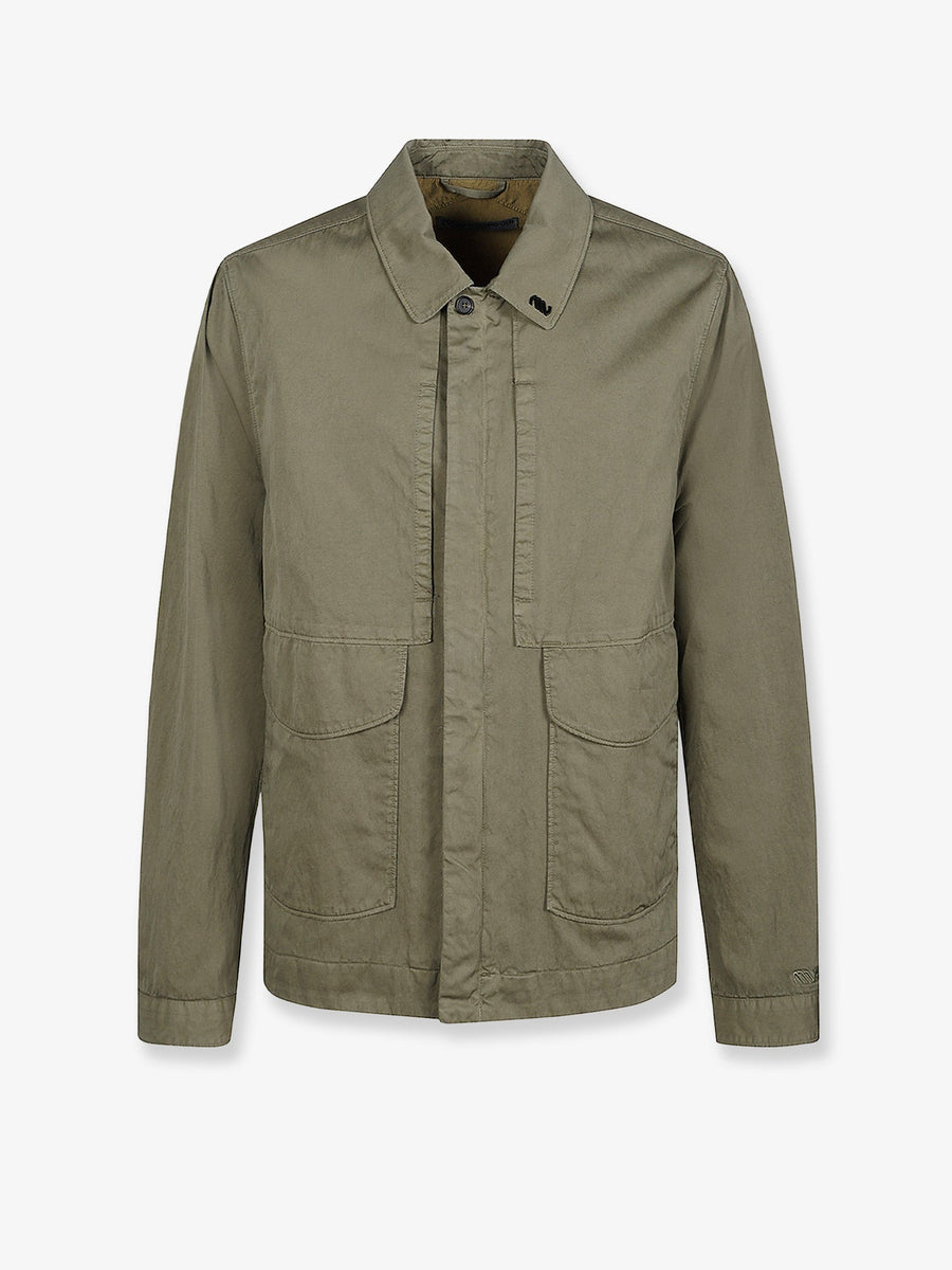 Cotton Blend Overshirt Jacket Beige