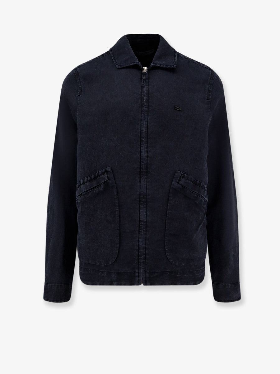 Shirt Jacket With Logo Blue Polyamide